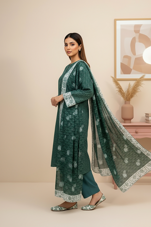 TanaBana Fabrics 3 Piece - Printed Premium Khaddar - V5 - 01