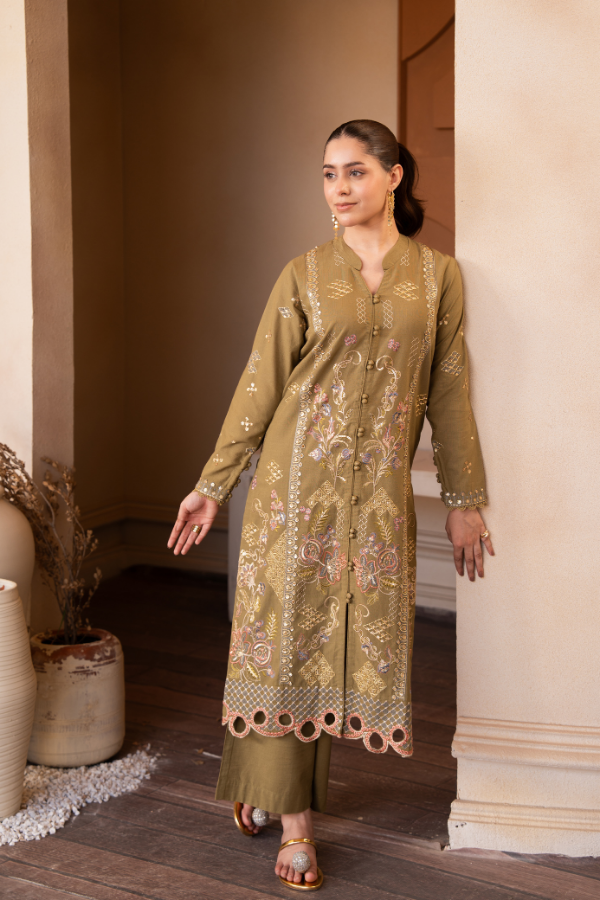 Tanabana Fabrics 2 Piece - Embroidered Khaddar Suit - AEK - 08
